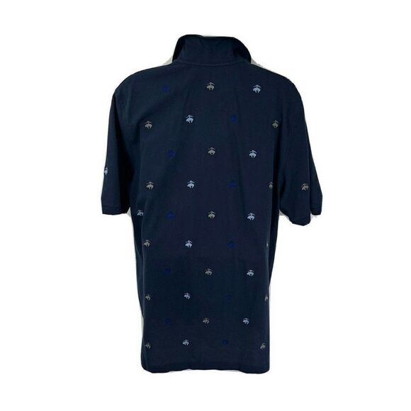 Brooks Brothers Mens Navy Blue Polo Logo Size XL All Over Fleece Embroidered - Picture 2 of 10